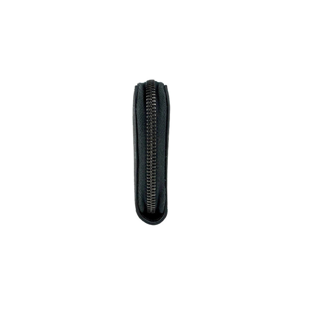Gucci Wallet Long Zip Round Black GG Canvas Emblem Black